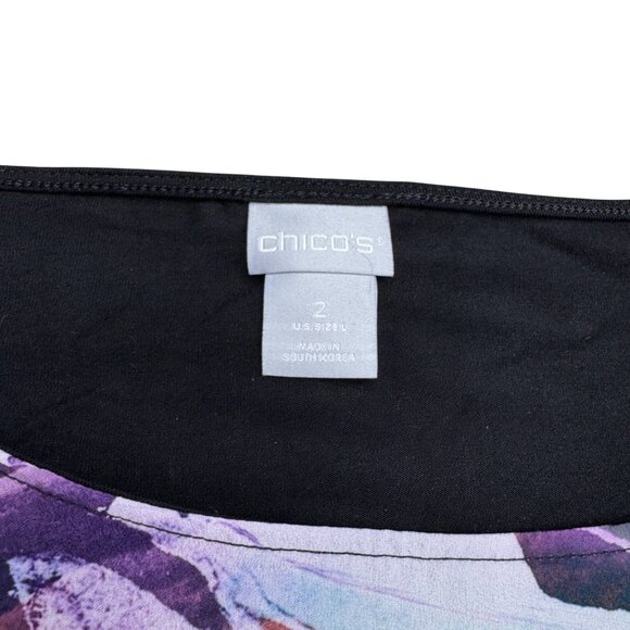 Chico's Women's Abstract Print LS Blouse Top Black/Multicolor, Size 2 (US L) - Picture 6 of 8